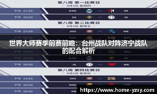 世界大师赛季前赛前瞻:台州战队对阵济宁战队的配合解析